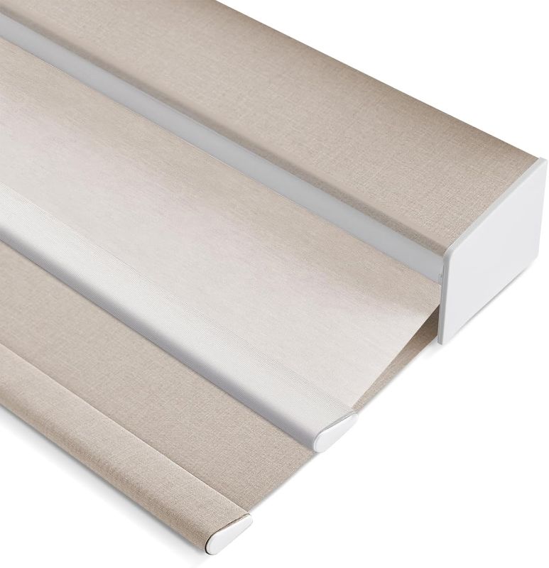 Photo 1 of Zshine Day and Night Dual Layers Manual Safe Cordless Roller Blinds Shades Suitable for Home, Office, Hotel, Club, Restaurant, Cinema Windows (46x 72 )