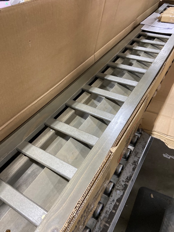 Photo 1 of Merax Queen Over Queen Bunk Bed with Ladder & Guardrails - Solid Wood Double Bunk Bed for Adults/Teens, Convertible to 2 Separate Platform Beds, No Box Spring Needed, Gray                                                                                    