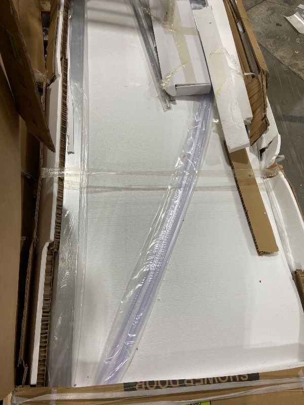 Photo 1 of Pivot Swing Shower Door, Adjustable Width 59-60" W x 74" H Semi-Frameless Shower Glass Door with 5/16 in Clear SGCC Middle Frosted Tempered Glass with Nano Easy-Clean Coating (Brushed Silver)