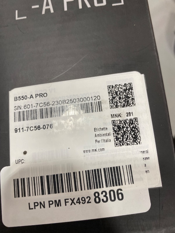 Photo 1 of MSI B550-A PRO ProSeries Motherboard (AMD Ryzen 5000, AM4, DDR4, PCIe 4.0, SATA 6Gb/s, M.2, USB 3.2 Gen 2, HDMI/DP, ATX)