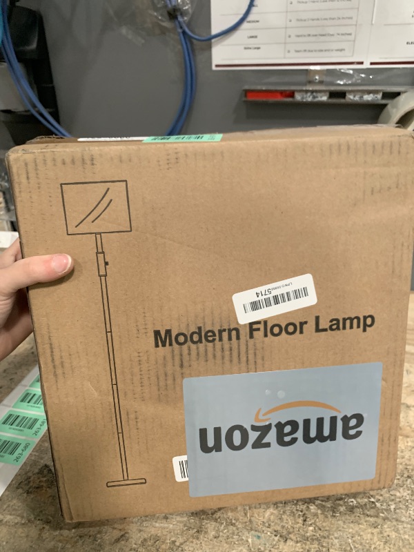 Photo 1 of ?Upgraded? Dimmable Floor Lamp for Living Room,1000 Lumens Bulb Included, Modern Floor Lamps Simple Design with Linen Shade, Tall Standing Lamp for Bedroom Office Dining Room, Black Pole Lamp