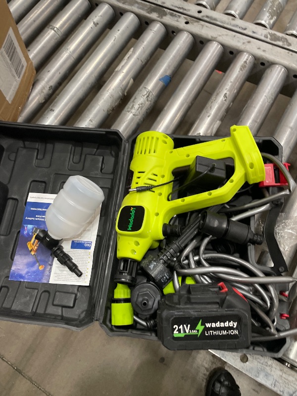 View 1 of **damaged water piping** Wadaddy Cordless Car Washer, 1100PSI, Portable Cleaning Tool with 6-in-1 Nozzle, 10 Spray Settings, Battery Display, Self-Priming System for Car, Garden, Patio & Floor