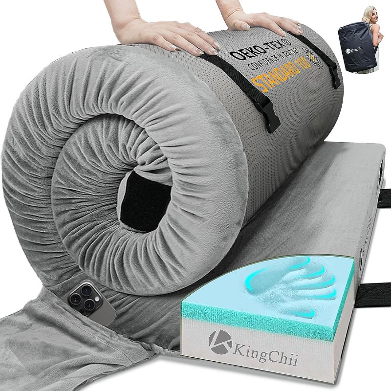 View 1 of
KingChii CertiPUR-US Memory Foam Camping Mattress, Portable Roll Up Travel Car Camping Mattress Sleeping Pad & Floor Mattress, Cot Mattress Guest Bed...