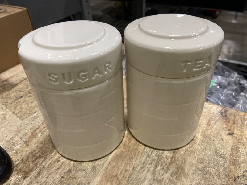 Photo 1 of ***SEE NOTES***TAWCHES Bright Lattice Ceramic Canisters Sets For The Kitchen Canisters For Countertop Set of 3 Airtight Coffee Canisters For Ground Coffee Sugar Container Tea Storage Jars With Lid