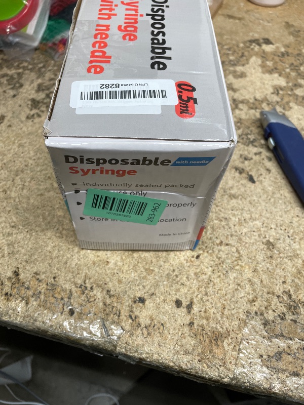 Photo 1 of 0.5ml 31G 5/16 Inch 8mm Syringe, Lab Syringes Individually Wrapped, Pack of 100