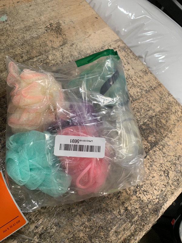 Photo 1 of **STOCK PHOTO FOR REFERENCE NOT COLOR** 75g/Piece Large Loofahs Shower Sponge, Exfoliating Bath Sponge Body Scrubber Pack of 6, 3 Colors (White, Blue, Brown)