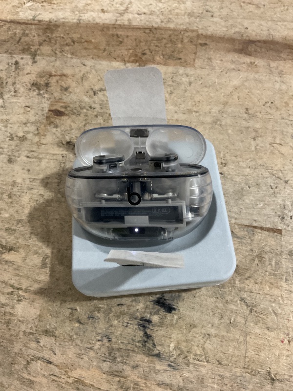 Photo 1 of * HAS A WHITE NOISE SOUND IN ONE EARBUD* Beats Studio Buds + | True Wireless Noise Cancelling Earbuds, Enhanced Apple & Android Compatibility, Built-in Microphone, Sweat Resistant Bluetooth Headphones, Spatial Audio - Transparent