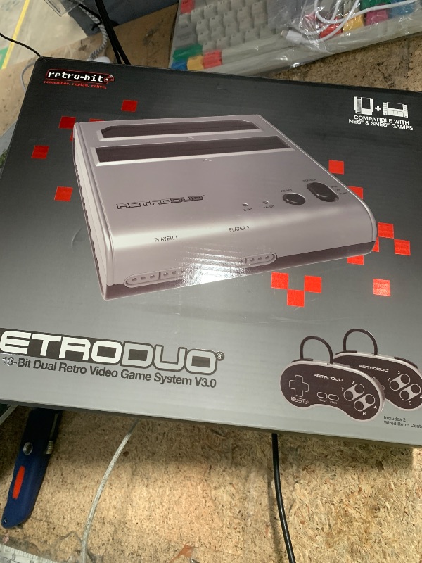 Photo 1 of **Nintendo cartridge does not work** Retro-Bit Retro Duo 2 in 1 Console System - for Original NES/SNES, & Super Nintendo Games - Silver/Black