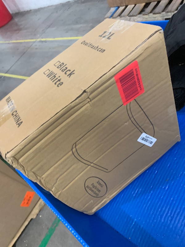 Photo 1 of **MISSING LID**Baosia White Slim Rectangular Plastic Trash Can with Press Type Lid,12 Liter / 3.2 Gallon Narrow Trash Bin with Pop-up Lid for Toilet,Bedroom,Bathroom,Office,Kitchen,Powder Room