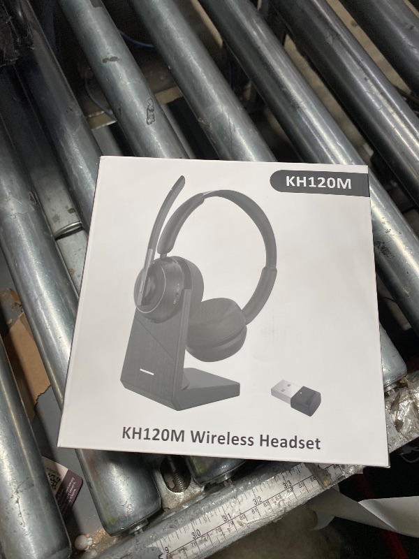 Photo 1 of (2025 Upgraded) Wireless Headset with Mic for Work, Bluetooth Headset with Noise Canceling Microphone with Dongle, Charging Base & Mic Mute, Wireless Headphones for Work from Home/PC/Computer