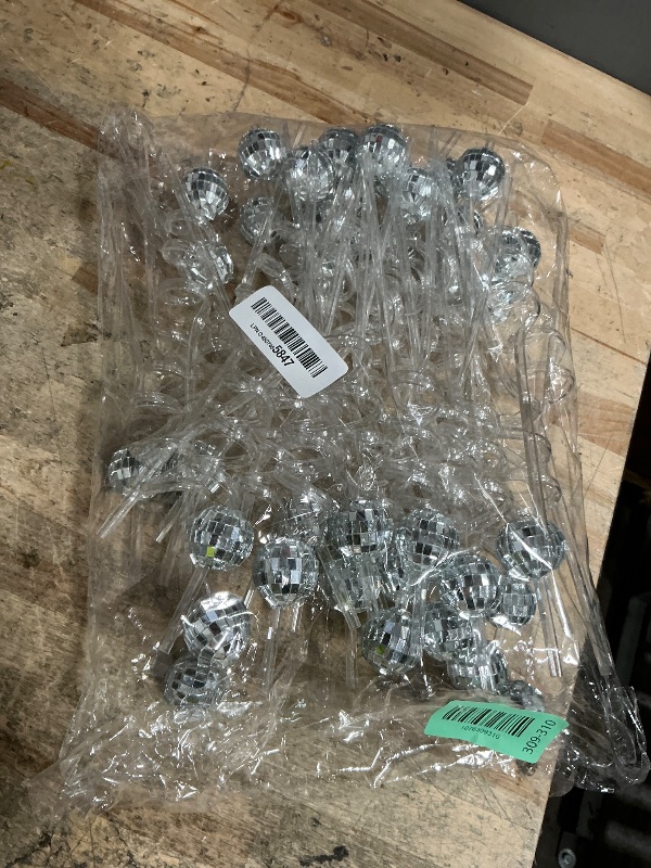 Photo 1 of 70s Disco Ball Straws Glitter Mirror Silver Ball Straws 70s Wedding Birthday Party Decorations Disco Supplies for 1970s Fever Retro Dance Holiday Wedding Bachelorette Party Decor