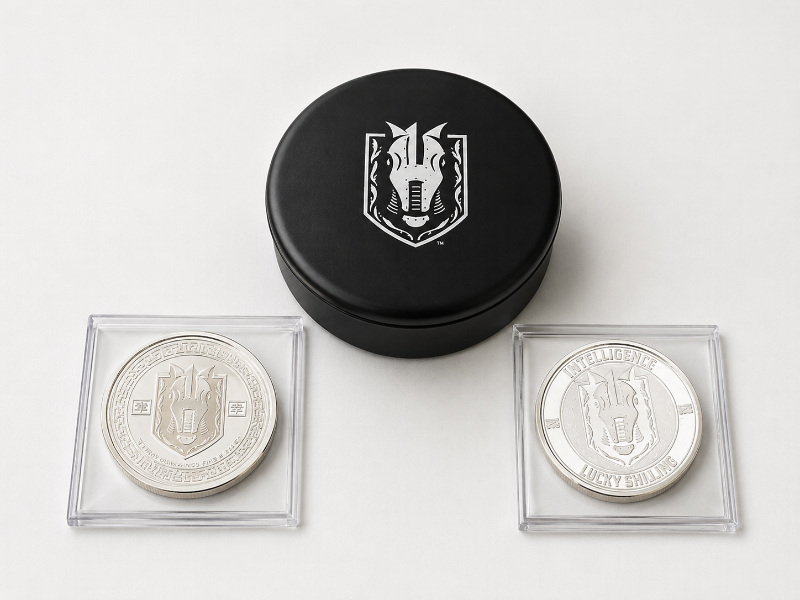 Photo 1 of SILVER KNIGHTS FOAM PUCK AND TWO COINS SOUVENIRS