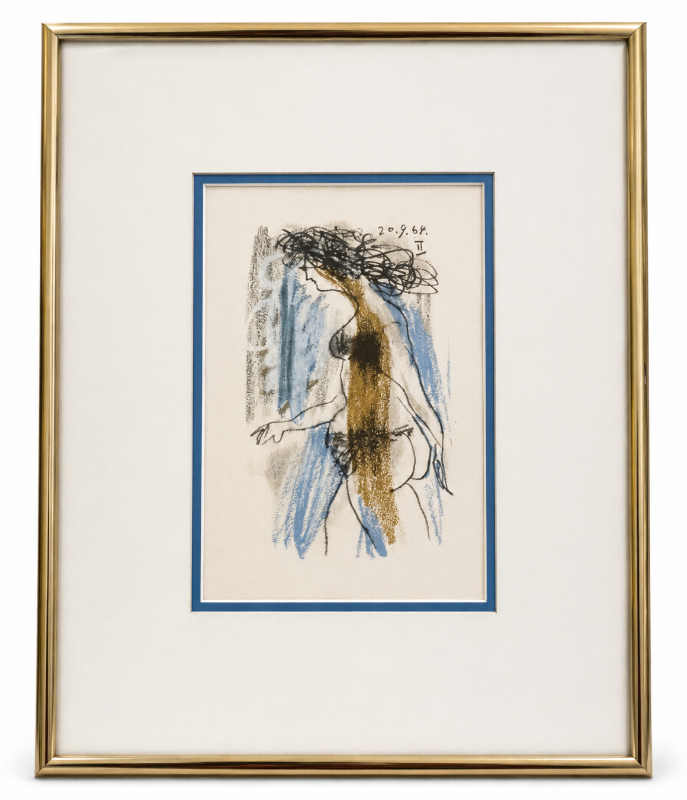 Photo 1 of VINTAGE GOLD FRAMED PABLO PICASSO ETCHING “LE GOUT DU BONHEUR” WITH COA ARTWORK  12” X 15”