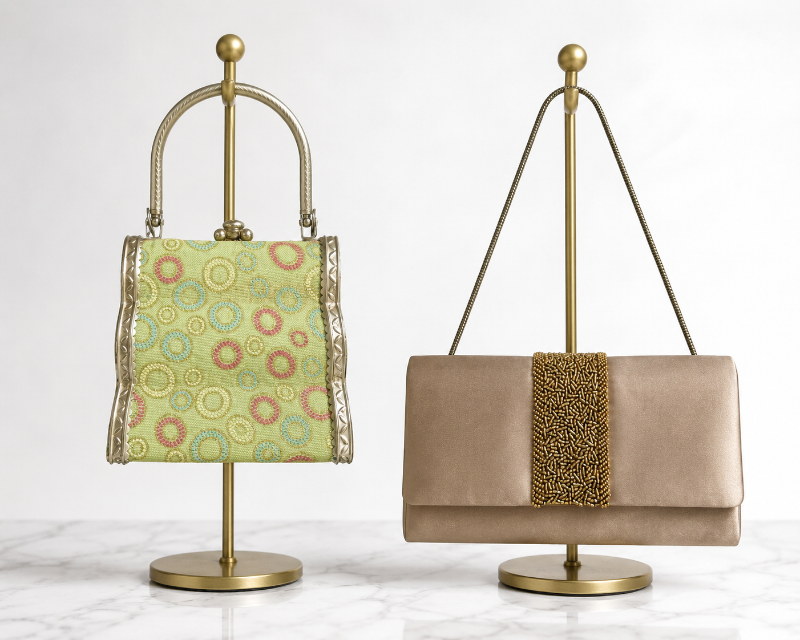 Photo 1 of WOMEN’S OLIVE GREEN CLUTCH WITH GOLD BEADING & SMALL LIME GREEN EVENING BAG 5“ X 5“