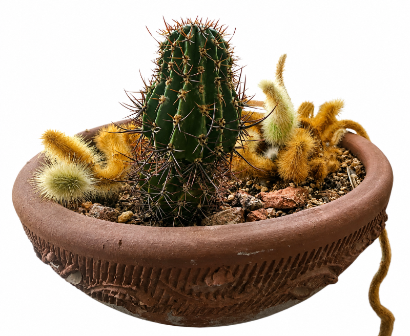 Photo 1 of LIVE CACTUS BOWL IN CLAY POT DIAMETER 13“
