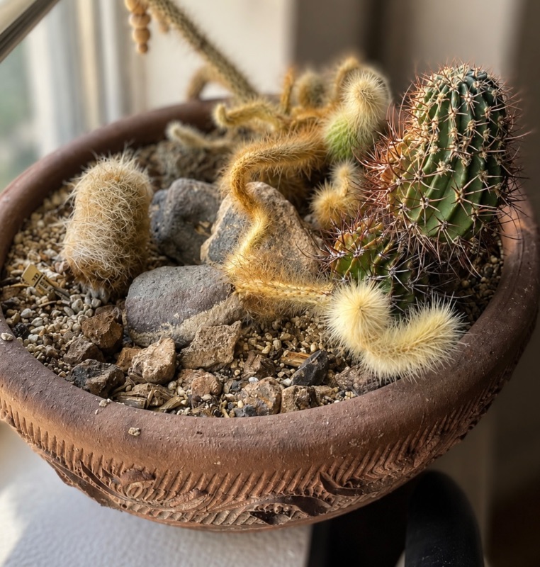 Photo 1 of LIVE CACTUS BOWL IN CLAY POT DIAMETER 13“