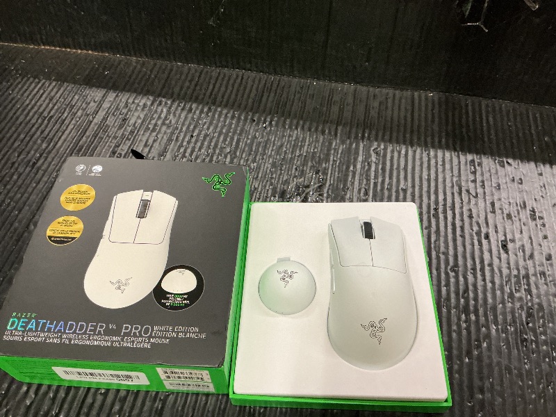 Photo 1 of Razer DeathAdder V4 Pro Wireless Gaming Mouse: 57g Lightweight - HyperSpeed Wireless Gen-2 - Optical Scroll Wheel - Optical Switches Gen-4 - Focus Pro 45K Sensor Gen-2 - Up to 150 Hr Battery - White