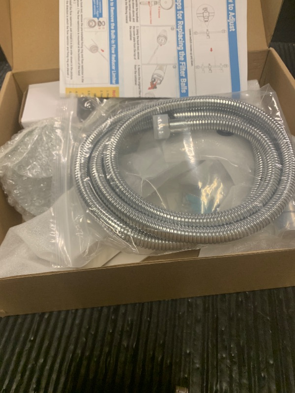 Photo 1 of YDmeet Filtered Handheld Showerhead with 30-Inch Shower Slide Bar Set, 3-Mode Spray Setting, Long Metal Hose, Extra 6 Packs Replacement Mineral Balls for Refills, Chrome