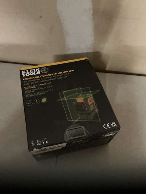 Photo 1 of Klein Tools 93CPLG Compact Self-Leveling Laser Level, Bright Green Cross Line 360-Degree Laser Planes, Class 2 ? 1mW, Rechargeable, Magnetic Mount