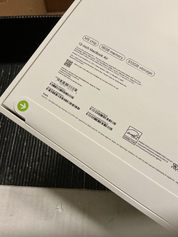 Photo 1 of Apple 2026 MacBook Air 13-inch Laptop with M5 chip: Built for AI, 13.6-inch Liquid Retina Display, 16GB Unified Memory, 512GB SSD, 12MP Center Stage Camera, Touch ID, Wi-Fi 7; Silver