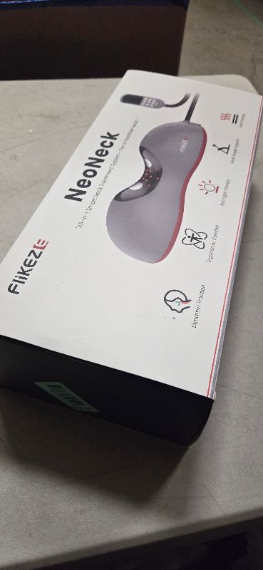 Photo 1 of FliKEZE Heated Neck Stretcher with Red Light Therapy, Wireless Cervical Traction Device for TMJ Pain Relief and Shoulder Relaxer, Neck Traction Massager Pillow for Home/Office Used, Grey