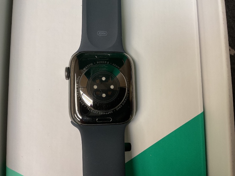Photo 1 of Apple Watch Series 8 (GPS+Cellular, 45mm) - Graphite Stainless Steel Case with Midnight Sport Band, M/L (Renewed)