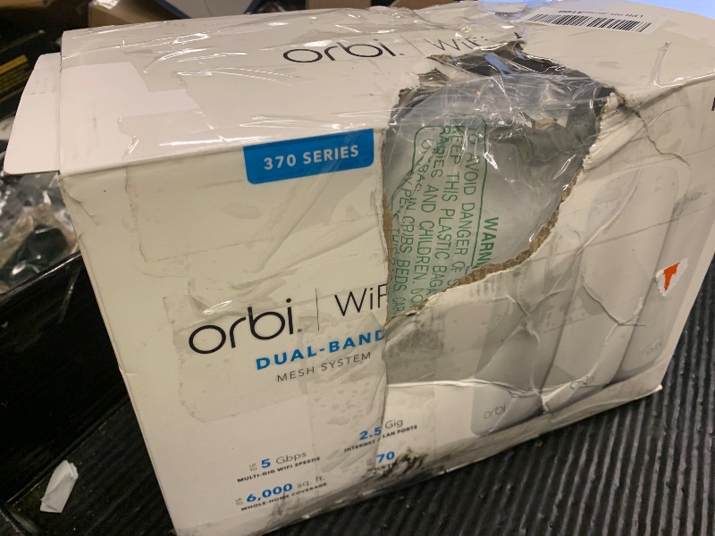 Photo 1 of NETGEAR Orbi 370 Series Dual-Band WiFi 7 Mesh Network System for Home (RBE373) – Wireless Router + 2 Extenders, Security Features, 5 Gbps, Covers 6,000 sq.ft., 70 Devices, 2.5GB Internet Port, BE5000