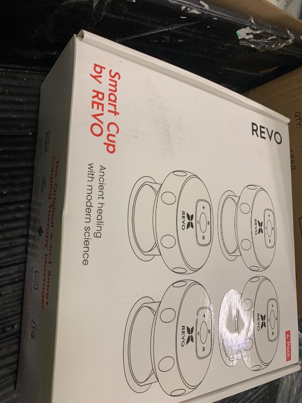 Photo 1 of REVO The Original 4-in-1 Smart Cupping Therapy Massager, Red Light Therapy for Targeted Pain Relief, Knots, Aches, Muscle Soreness, Circulation & Tighter Skin, Portable Cupping Kit (Four Pack)