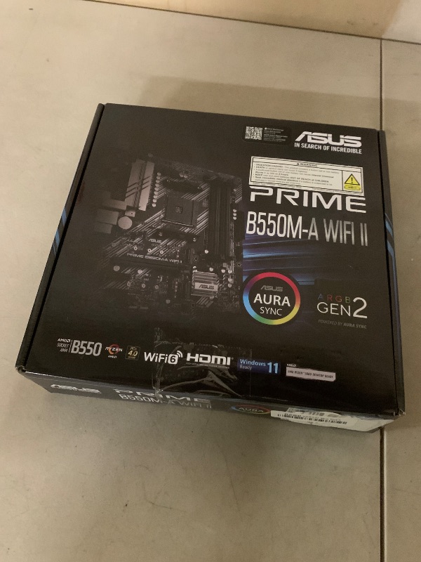 Photo 1 of ASUS Prime B550M-A WiFi II AMD Micro ATX Motherboard with PCIe 4.0, WiFi 6, ECC Memory, HDMI 2.1, RGB Header