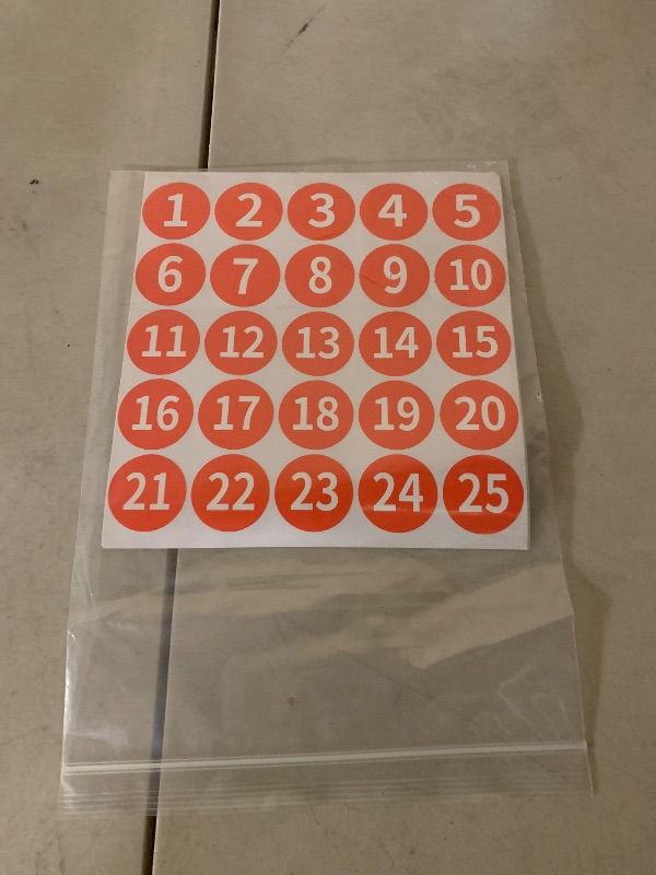 Photo 1 of 250 Pcs 1-25 Consecutive Number Stickers, 10 Sheets Colored Round Labels, 1.18" Self-Adhesive Small Decals Numbered Stickers for Indoor Outdoor, Inventory Storage Organizing Boxes DIY (5 Colors)