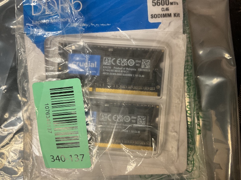 Photo 1 of 2PC 48GB CT48G56C46S5 DDR5 5600MT/s, CL46, SO-DIMM Memory