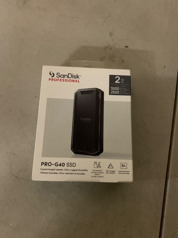 Photo 1 of SANDISK Professional 2TB PRO-G40 SSD - Up to 2700MB/s, Thunderbolt 3 (40Gbps), USB-C (10Gbps), IP68 dust/Water Resistance, External Solid State Drive - SDPS31H-002T-GBCND