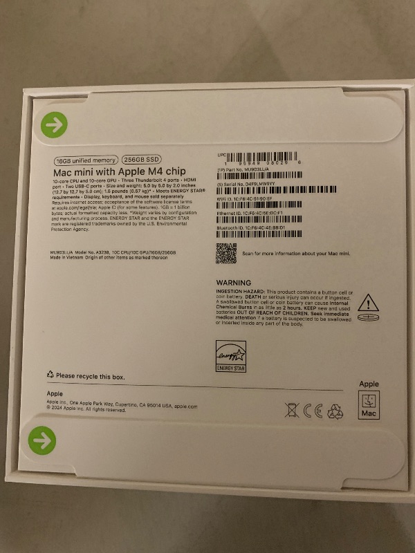 Photo 1 of Apple 2024 Mac mini Desktop Computer with M4 chip with 10?core CPU and 10?core GPU: Built for Apple Intelligence, 16GB Unified Memory, 256GB SSD Storage, Gigabit Ethernet. Works with iPhone/iPad