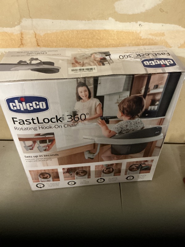 Photo 1 of Chicco FastLock 360 Rotating Hook-On High Chair, Portable High Chair for Babies and Toddlers, Sets up in Seconds, Charcoal/Grey