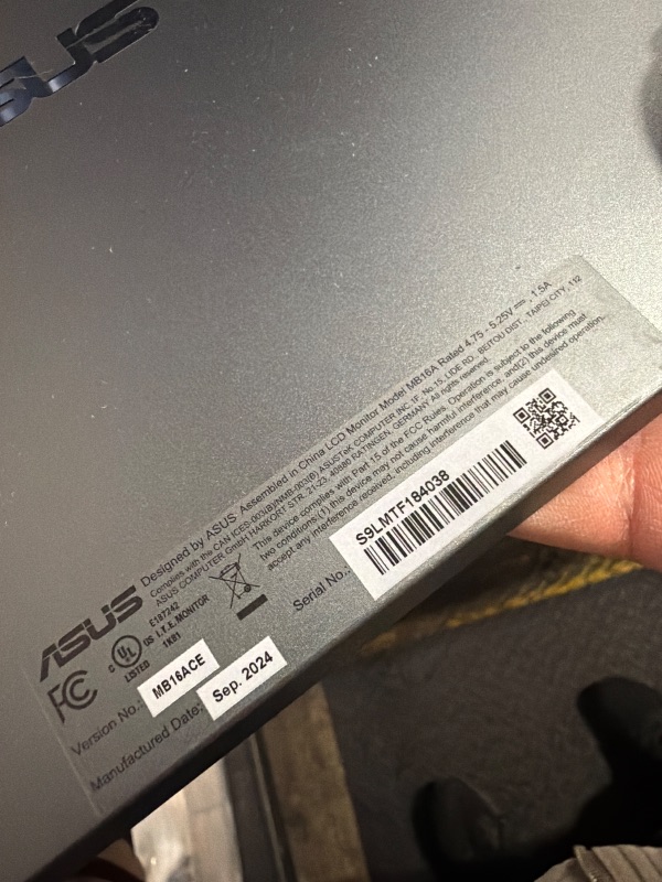 Photo 1 of ASUS ZenScreen 15.6” 1080P Portable USB-C Monitor (MB16AHG) - Full HD, IPS, 144Hz, Mini-HDMI, Freesync Premium™, Ergo Kickstand, Eye Care, Blue Light Filter, Tripod Mountable, Protective Sleeve