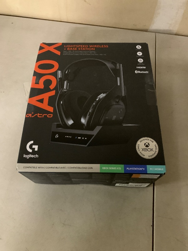 Photo 1 of Logitech G Astro A50 X Multi-Platform Wireless Gaming Headset + Base Station for PS5/Xbox/PC: PLAYSYNC Video & Audio Switcher, HDMI 2.1 4K 120Hz VRR, <24bit/48kHz, 24hr Battery, 2.4GHz & BT - Black