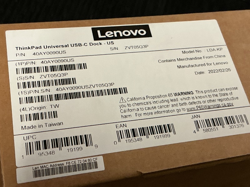Photo 1 of ThinkPad Universal USB-C Dock-US LDA-KP