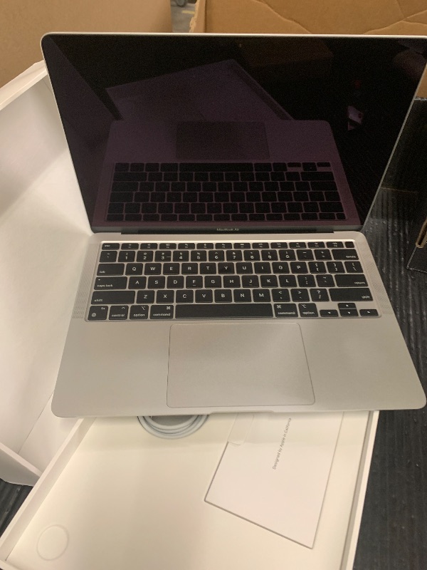 Photo 1 of 2020 Apple MacBook Air Laptop: Apple M1 Chip, 13” Retina Display, 8GB RAM, 256GB SSD Storage, Backlit Keyboard, FaceTime HD Camera, Touch ID. Works with iPhone/iPad; Silver