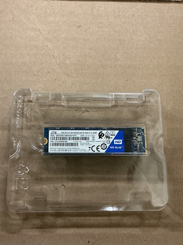 Photo 1 of Western Digital 2TB WD Blue 3D NAND Internal PC SSD - SATA III 6 Gb/s, M.2 2280, Up to 560 MB/s - WDS200T2B0B