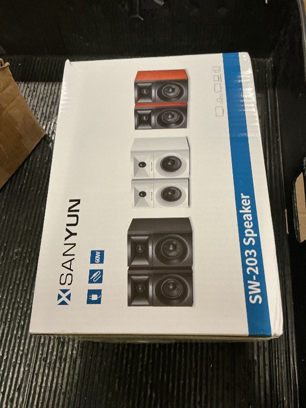 Photo 1 of Sanyun SW203 4.0 Computer Speakers - 60W 4-Way DSP Control 3D Immersive Sound - 3" Carbon Fiber Woofer & 20mm Silk Dome Tweeter - 24bit DAC USB/Bluetooth 5.4/AUX - Studio-Grade Audio (Pair, Black)
