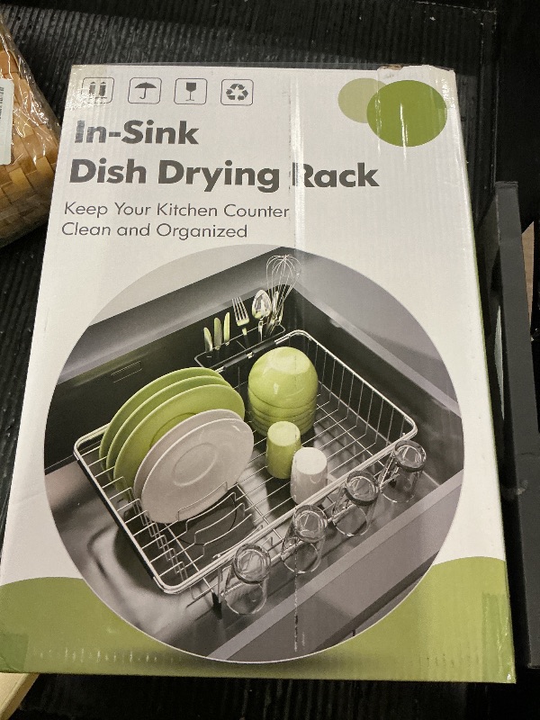 Photo 1 of JASIWAY Dish Drying Rack in Sink, Expandable Stainless Steel Dish Drainers for Kitchen Counter, Dish Dryer Rack for Inside Sink, Over The Sink Dish Racks with Utensil Holder, Silver