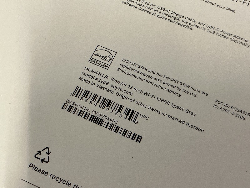Photo 1 of Apple iPad Air 13-inch with M3 chip Built for Apple Intelligence, Liquid Retina Display, 128GB, 12MP Front/Back Camera, Wi-Fi 6E, Touch ID, All-Day Battery Life — Space Gray