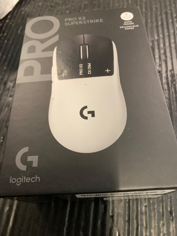 Photo 1 of Logitech PRO X2 SUPERSTRIKE Lightspeed Wireless Gaming Mouse, Ultra-Fast Performance, Ultra Lightweight (61 g), Customizable Click Haptics, USB-C Charging, for PC/Mac/Laptop - White