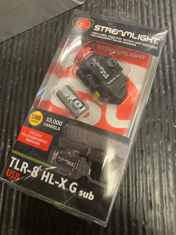 Photo 1 of Streamlight 69478 TLR-8 HL-X G sub USB 1000-Lumen Weapon Rail-Mounted Rechargeable Tactical Flashlight with Integrated Green Aiming Laser for Select 1913 Only, Black