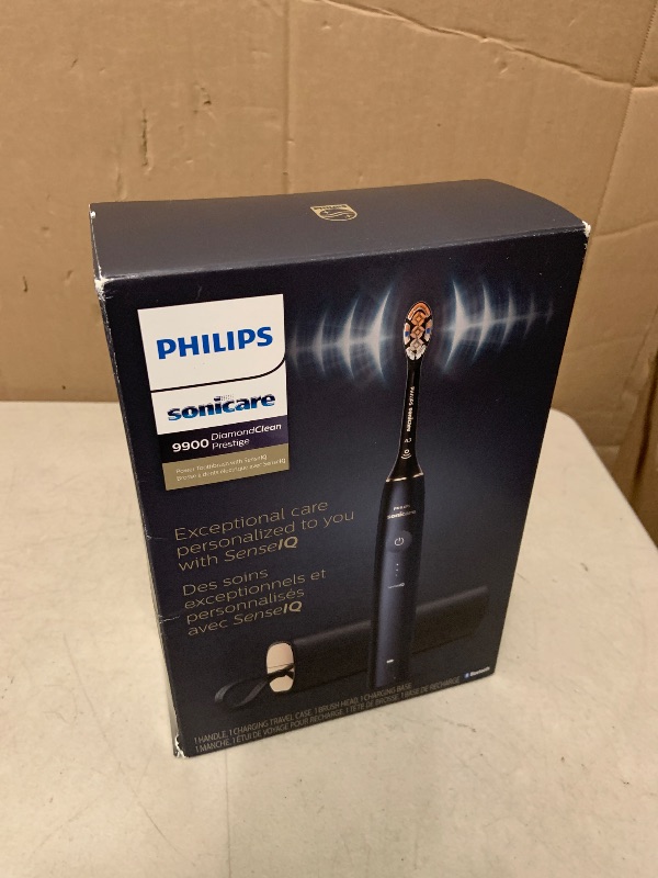 Photo 1 of Philips Sonicare DiamondClean 9900 Prestige Electric Toothbrush - with SenseIQ Technology and Advanced AI App, 5 Brushing Modes, 3 Intensity Levels, Charging Travel Case,Midnight Blue, Model HX9990/12
