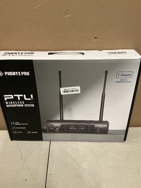 Photo 1 of Phenyx Pro Wireless Microphone System, Dual Wireless Mics,w/ 2 Handhelds, Auto Scan,2x100 UHF Frequencies,328ft Range,Dynamic Microphone for Singing, Karaoke, Church(PTU-71-2H)