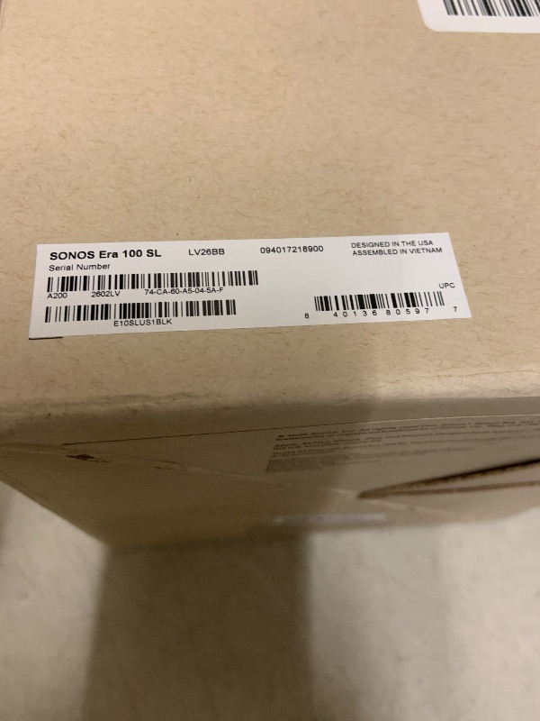 Photo 1 of Sonos Era 100 SL - Compact, Microphone-Free Speaker with WiFi, Bluetooth - Black