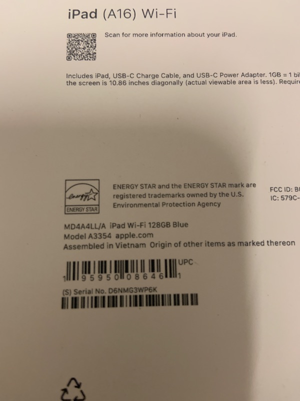Photo 1 of Apple iPad 11-inch: A16 chip, 11-inch Model, Liquid Retina Display, 128GB, Wi-Fi 6, 12MP Front/12MP Back Camera, Touch ID, All-Day Battery Life — Blue