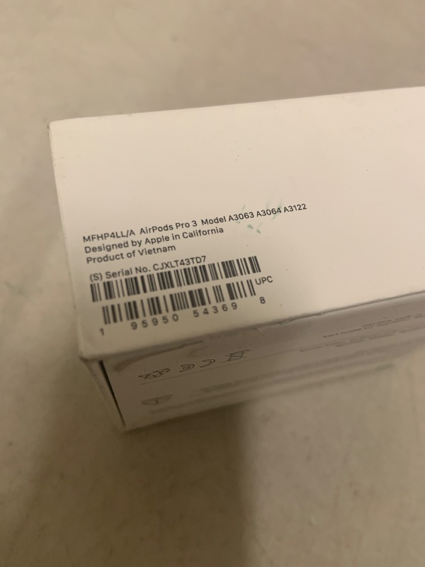 Photo 1 of Apple AirPods Pro 3 Wireless Earbuds, Active Noise Cancellation, Live Translation, Heart Rate Sensing, Hearing Aid Feature, Bluetooth Headphones, Spatial Audio, High-Fidelity Sound, USB-C Charging