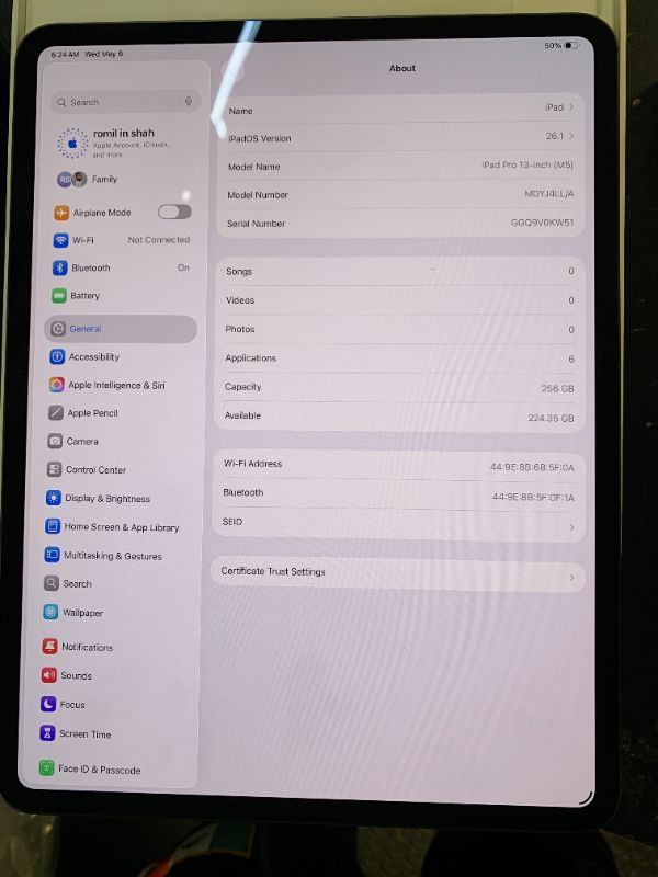 Photo 1 of Apple iPad Pro 13-inch (M5): Ultra Retina XDR Display, 256GB, Landscape 12MP Front Camera/12MP Back Camera, LiDAR Scanner, Wi-Fi 7 with Apple N1, Face ID, All-Day Battery Life — Space Black